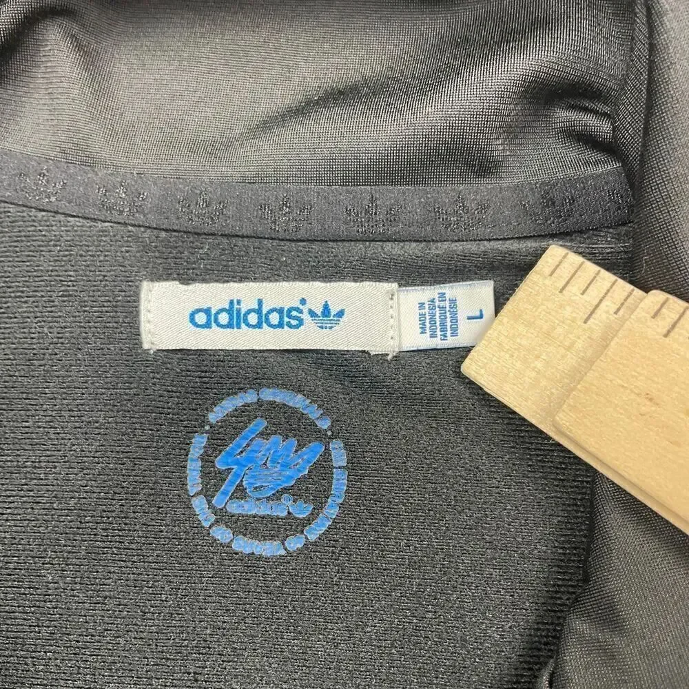 Adidas Jacket Mens Large Black Trefoil 40th Anniversary Zip Track Sports